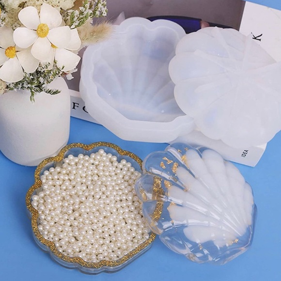 NEW 2pc SEASHELL SILICONE MOLDS SET W 2 BONUS GIFT PACKS RESIN DIY SHELL CRAFT - Picture 9 of 13